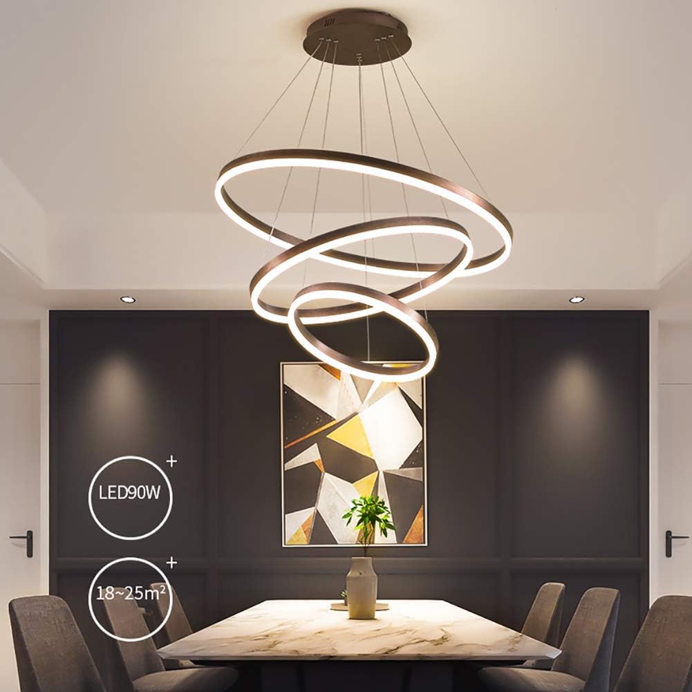 Moderni LED Luster – 3 Prstena, 3 Boje Svjetla