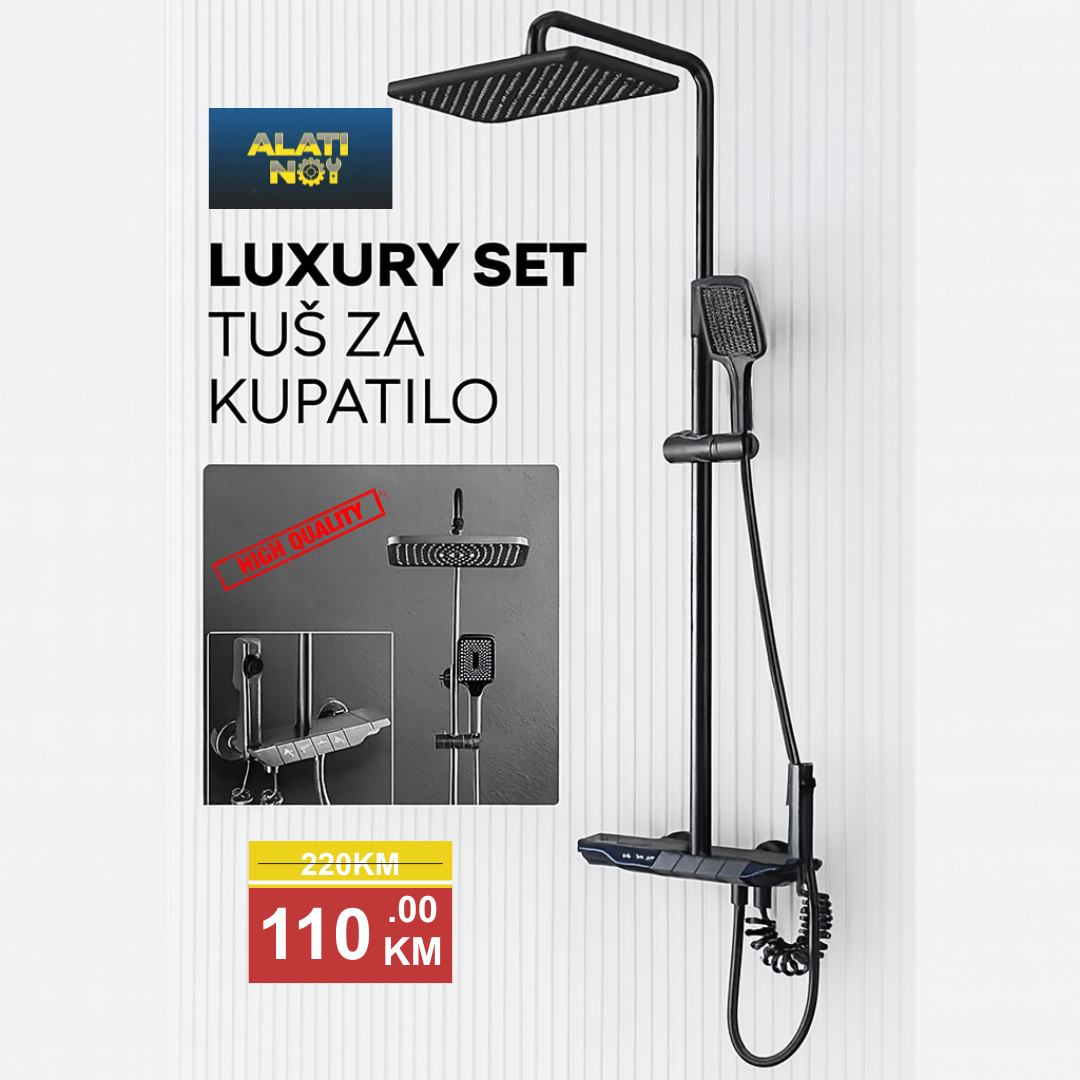 Luxury tuš set – mat crna (visoki pritisak)
