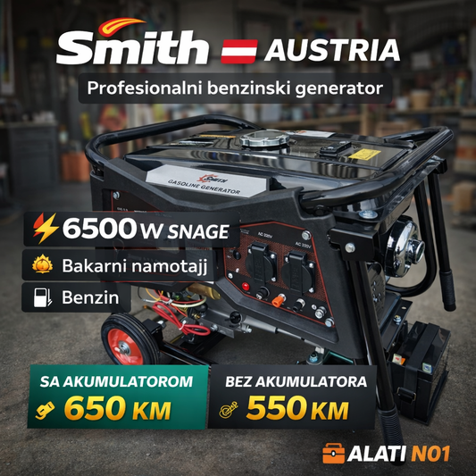 Benzinski agregat SMITH 6500W – Austrijska tehnologija i bakarna izdržljivost