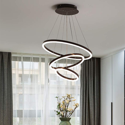 Moderni LED Luster – 3 Prstena, 3 Boje Svjetla