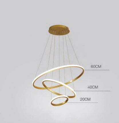 Moderni LED Luster – 3 Prstena, 3 Boje Svjetla