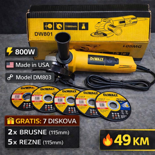 Ugaona Brusilica DeWalt DM801 800W + Set od 7 ploča&nbsp;