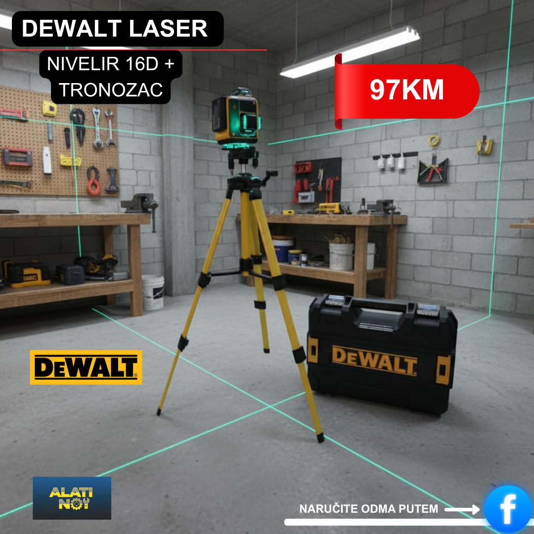 4D Laserski Nivelir sa Zelenim Zrakama + Stalak + Kofer