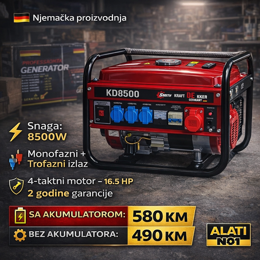 Profesionalni Generator Agregat SMITH KRAFT KD8500 – Njemačka proizvodnja
