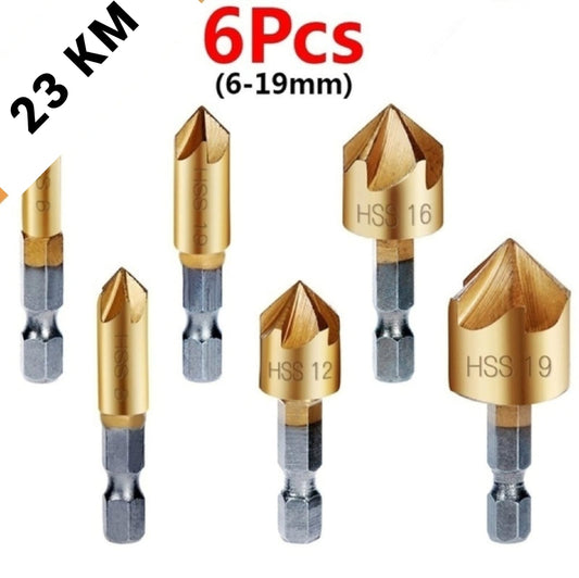 Set od 6 konusnih burgija HSS titanijumski premaz (6–19mm)