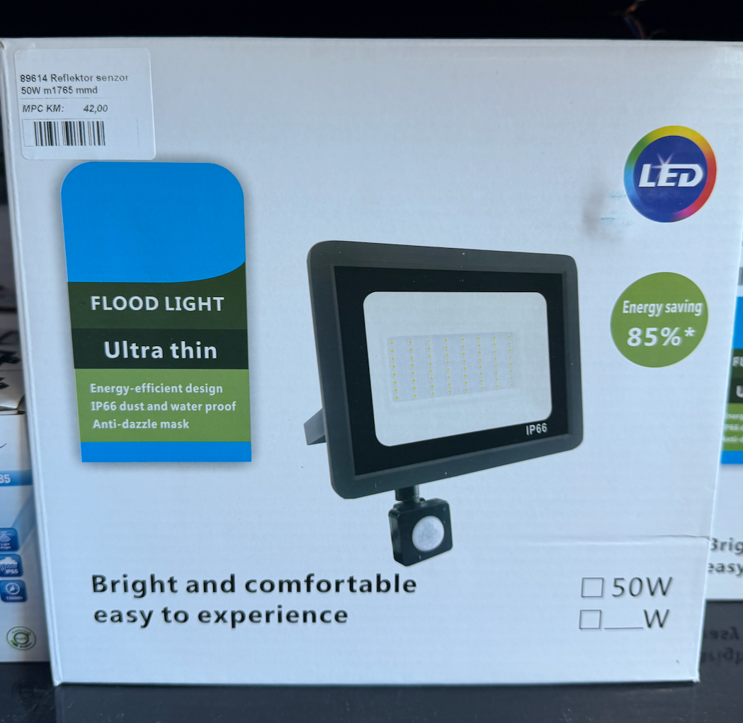 LED Reflektor sa Senzorom 50W – Ultra Tanak Dizajn (IP66)